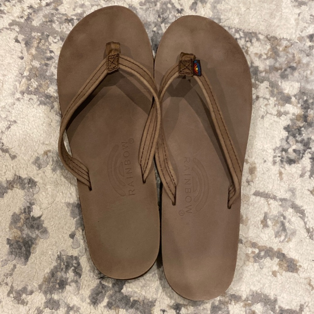 Rainbow flip flops